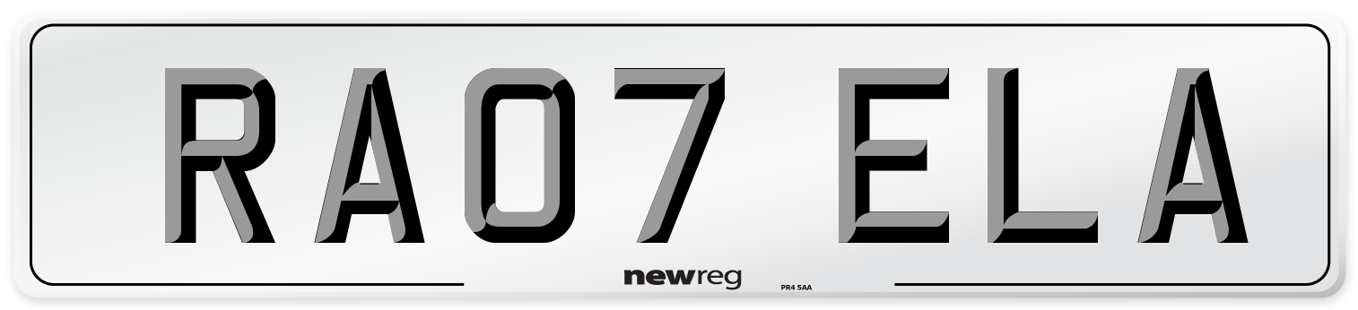 RA07 ELA Number Plate from New Reg